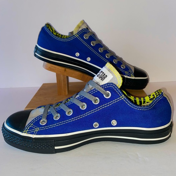 Converse All Star Ox Sneaker 9 Blue with Black Soles and Yellow Trim Wild Thing - Picture 2 of 13